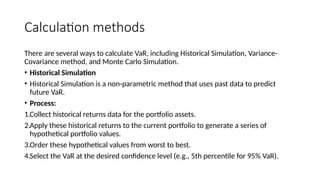 value at risk in financial derivatives calcualation | PPTX