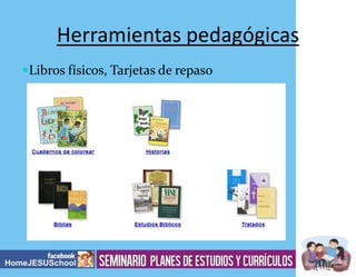 Herramientas pedagógicas
Libros físicos, Tarjetas de repaso

 
