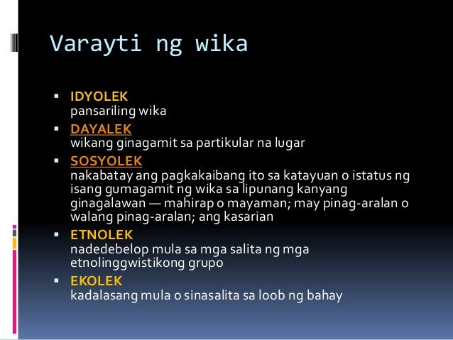 Mga Uri Ng Barayti Ng Wika At Halimbawa - Mobile Legends