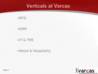 Verticals at Varcas  BFSI EMPI IT & TME Retail & Hospitality 