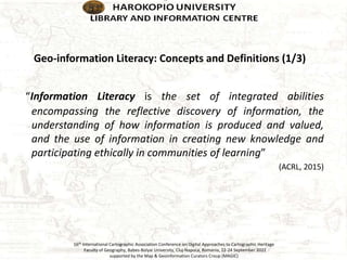 Geo-information literacy: a necessary component of the Map/GIS Libraries