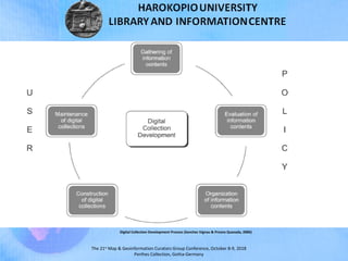 The 21st
Map & Geoinformation Curators Group Conference, October 8-9, 2018
Perthes Collection, Gotha-Germany
Digital Collection Development Process (Sanchez Vignau & Presno Quesada, 2006)
 