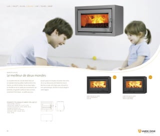 Luxe | Linux® | in-Line | On-Line | Line | Thurø | Farsø
Varde On-Line 47 | acier gris
DOnnéeS TeChnIqUeS VarDe On-LIne 47
· 6 KW (4-8 KW) ≈ 30-90 m
· Gaz de fumée : 6,6 g/s, 71 °C à 0 °C, 1 Pa.
· Chambre à bois (h×L×P) : 17/8 × 44/56 × 8 cm
· Passage de fumée Ø 15 cm
· Distance par rapport aux flammes :
De l’arrière : 30 cm · Du côté : 30 cm
· Poids : 10 kg
VarDe On-LIne 47 | aCIer
nOIr | SUSPenSIOn à
GaUChe
Nouveau
77
59
47
4577
59
47
4577
59
47
45
Varde On-Line 47
Le meilleur de deux mondes
La nouvelle série On-Line de Varde Ovne est
un hybride entre les poêles traditionnels et les
inserts, qui allie le meilleur de ces deux types.
Le résultat en est un poêle peu encombrant, qui
présente une grande surface et donc un haut
rendement thermique ; un poêle que vous
pouvez poser à la hauteur de votre choix (min.
30 cm au-dessus du sol). Varde On-Line se
décline en acier noir et gris avec une porte à
vitre panoramique, format le mieux adapté à
notre regard.
Nouveau
VarDe On-LIne 47 | aCIer
nOIr | SUSPenSIOn à
DrOITe (hOrS SérIe)
www.vardeovne.dk
 