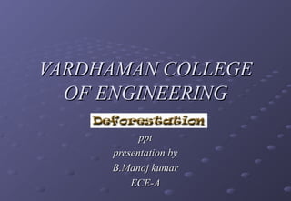 VARDHAMAN COLLEGE
  OF ENGINEERING

           ppt
     presentation by
     B.Manoj kumar
         ECE-A
 