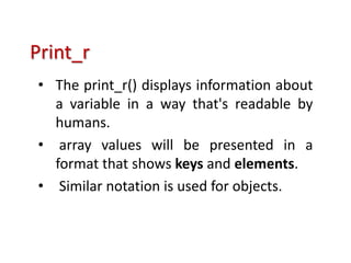 Vardump and printr in php | PPT