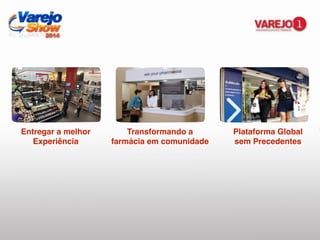 Entregar a melhor!
Experiência
Transformando a !
farmácia em comunidade
Plataforma Global!
sem Precedentes
 