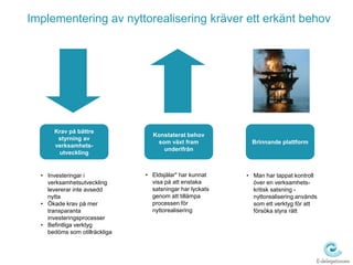 Ökad spårbarhetSTRATEGISK PLANERINGBUDGET & UPPFÖLJNINGVERKSAMHETS-PLANERINGDEFINIERA VISION, STRATEGIER OCH POLICIESOMVÄRLDS-BEVAKNING OCH ANALYS Ökad delaktighet
