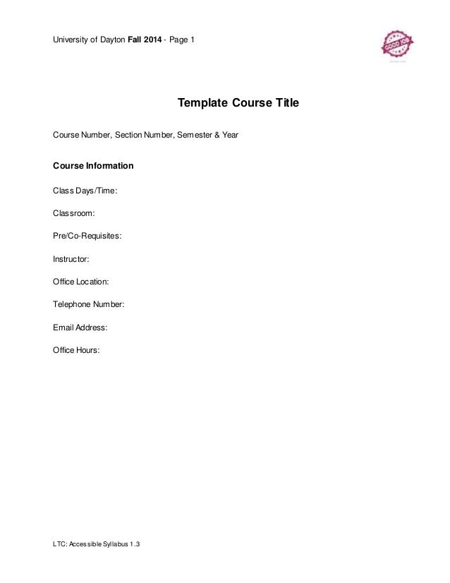 sample syllabus template