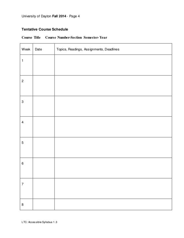 weekly syllabus template