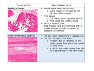 Type of artefact Potential root causes
 