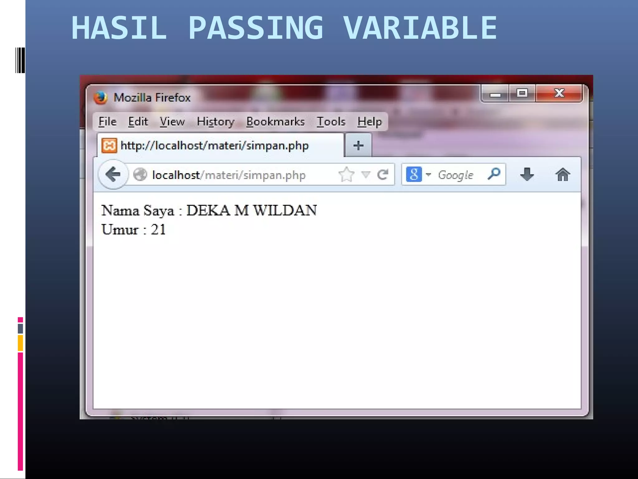 HASIL PASSING VARIABLE
 