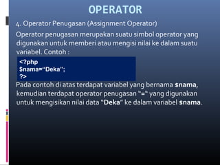 Variabel dan Operator PHP | PPT
