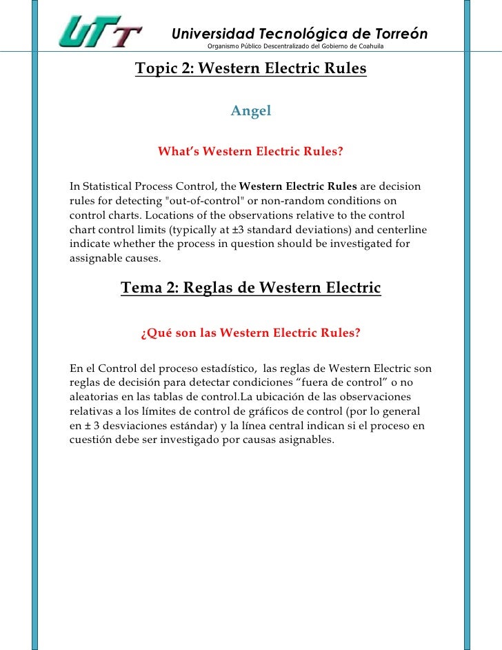 Variabilidad, western electric rules & nelson rules (inglés español)