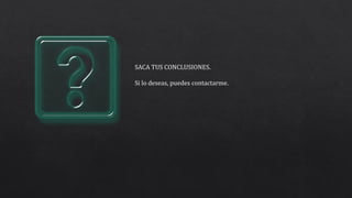 SACA TUS CONCLUSIONES.
Si lo deseas, puedes contactarme.
 