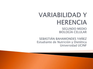 SEGUNDO MEDIO
BIOLOGÍA CELULAR
SEBASTIÁN BAHAMONDES YAÑEZ
Estudiante de Nutrición y Dietética
Universidad UCINF
 