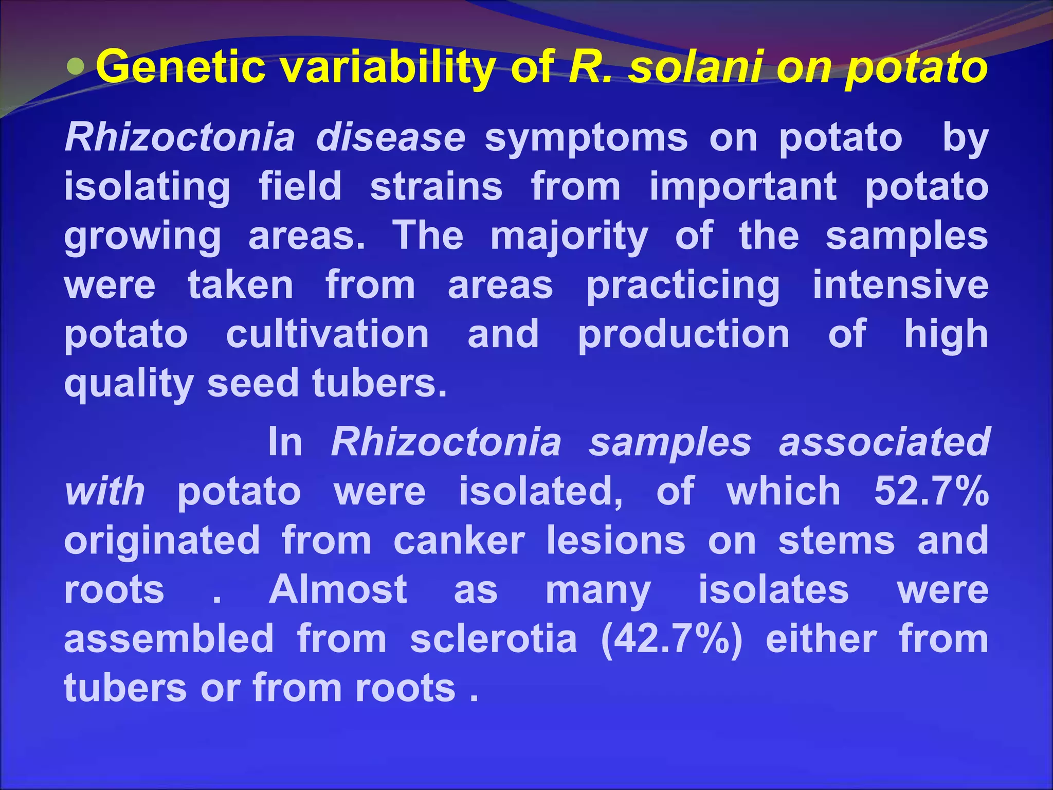Variability in rhizoctonia solani from different host crops | PPT