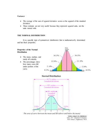 Normal Pdf With Variance Variability, the normal distribution and converted scores | PDF