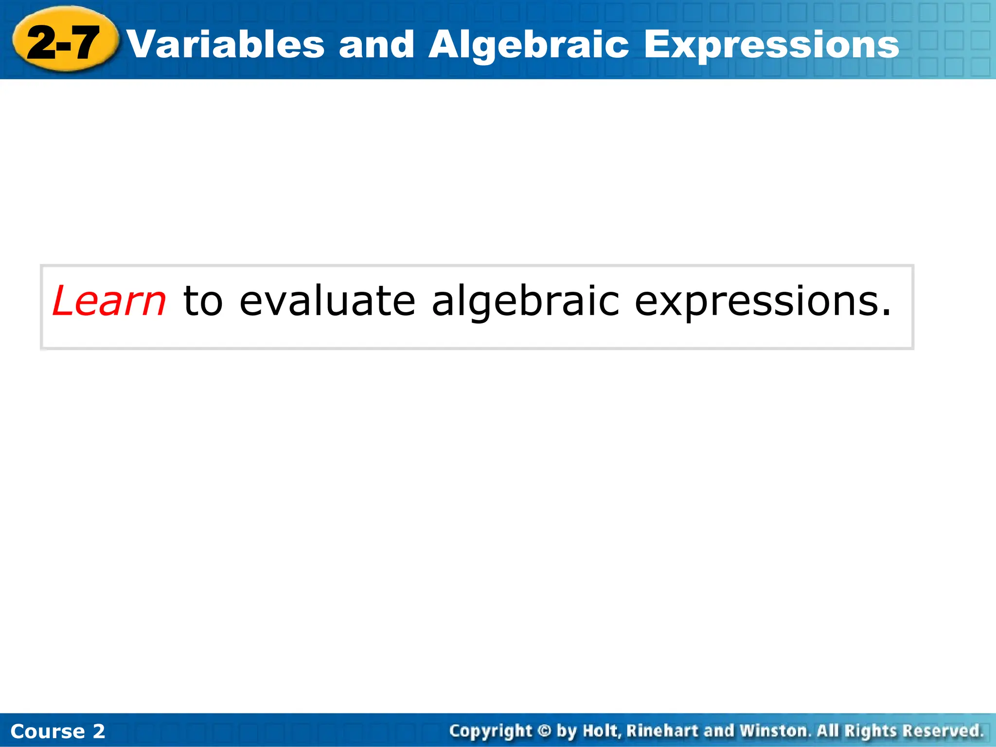 Lesson Variable and Algebraic Expressions.ppt