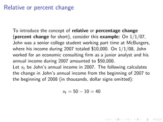 Relative Change Example Variable, absolute change, percent change | PDF