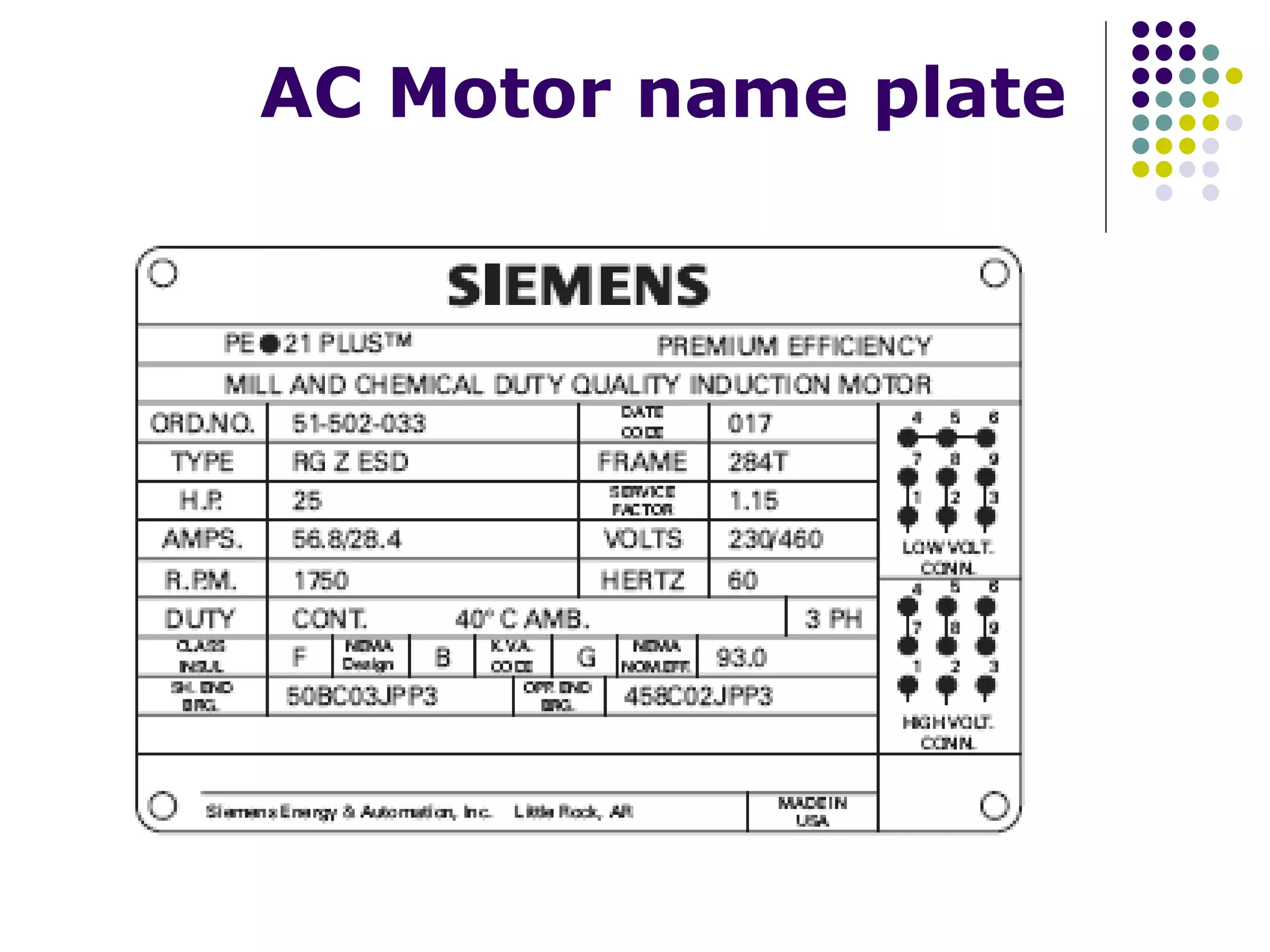 AC Motor name plate
 