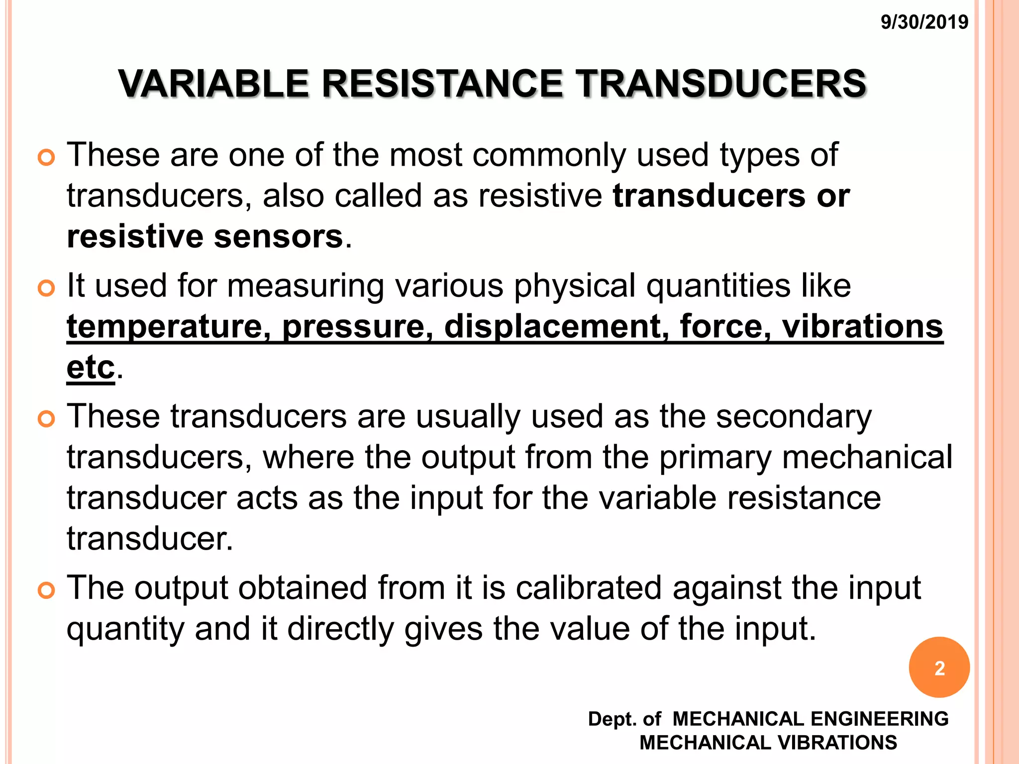 Variable resistance transducer PPT