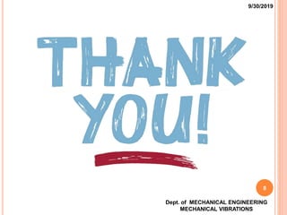 9/30/2019
Dept. of MECHANICAL ENGINEERING
MECHANICAL VIBRATIONS
8
 