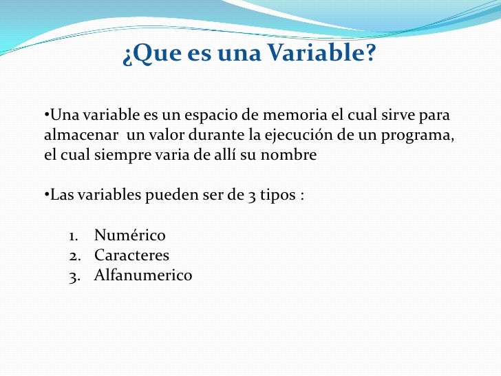 Variables Variables