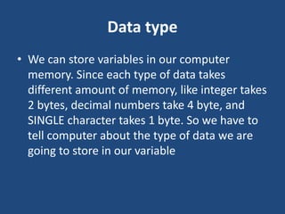 Variables in C and C++ Language | PPTX