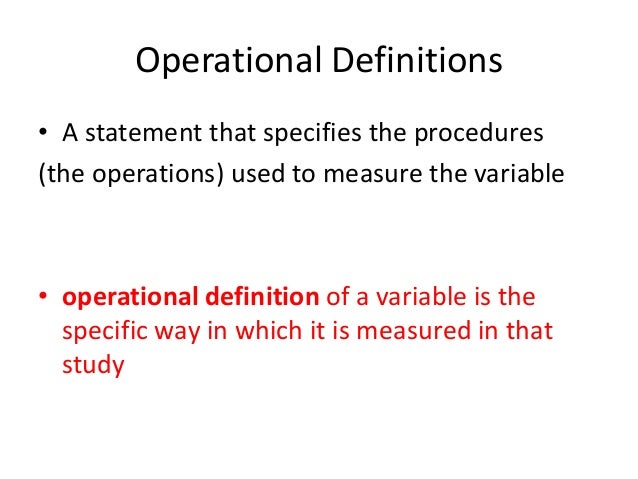 Variables: Types and Operational Definitions
