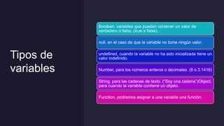 Variables en javascript, con explicacion | PPTX