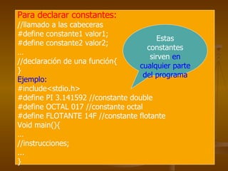 Variables, constantes y tipos de datos en C | PPT