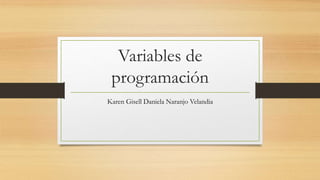 Variables de
programación
Karen Gisell Daniela Naranjo Velandia
 