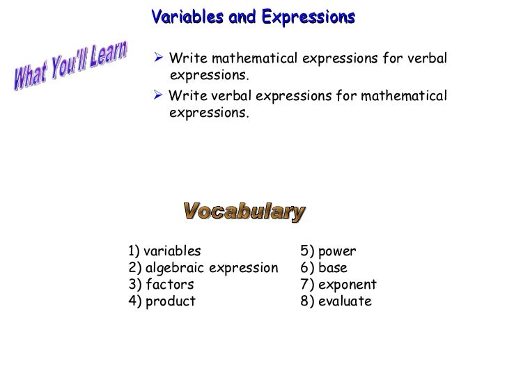 Variables Expressions