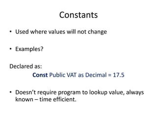 Variables and constants | PPT
