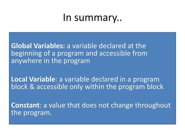 Variables and constants | PPT
