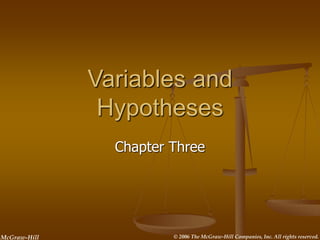 McGraw-Hill © 2006 The McGraw-Hill Companies, Inc. All rights reserved.
Variables and
Hypotheses
Chapter Three
 