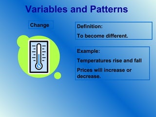 Variables and patterns vocabulary | PPT