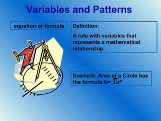 Variables and patterns vocabulary | PPT
