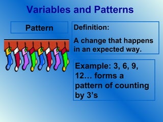 Variables and patterns vocabulary | PPT