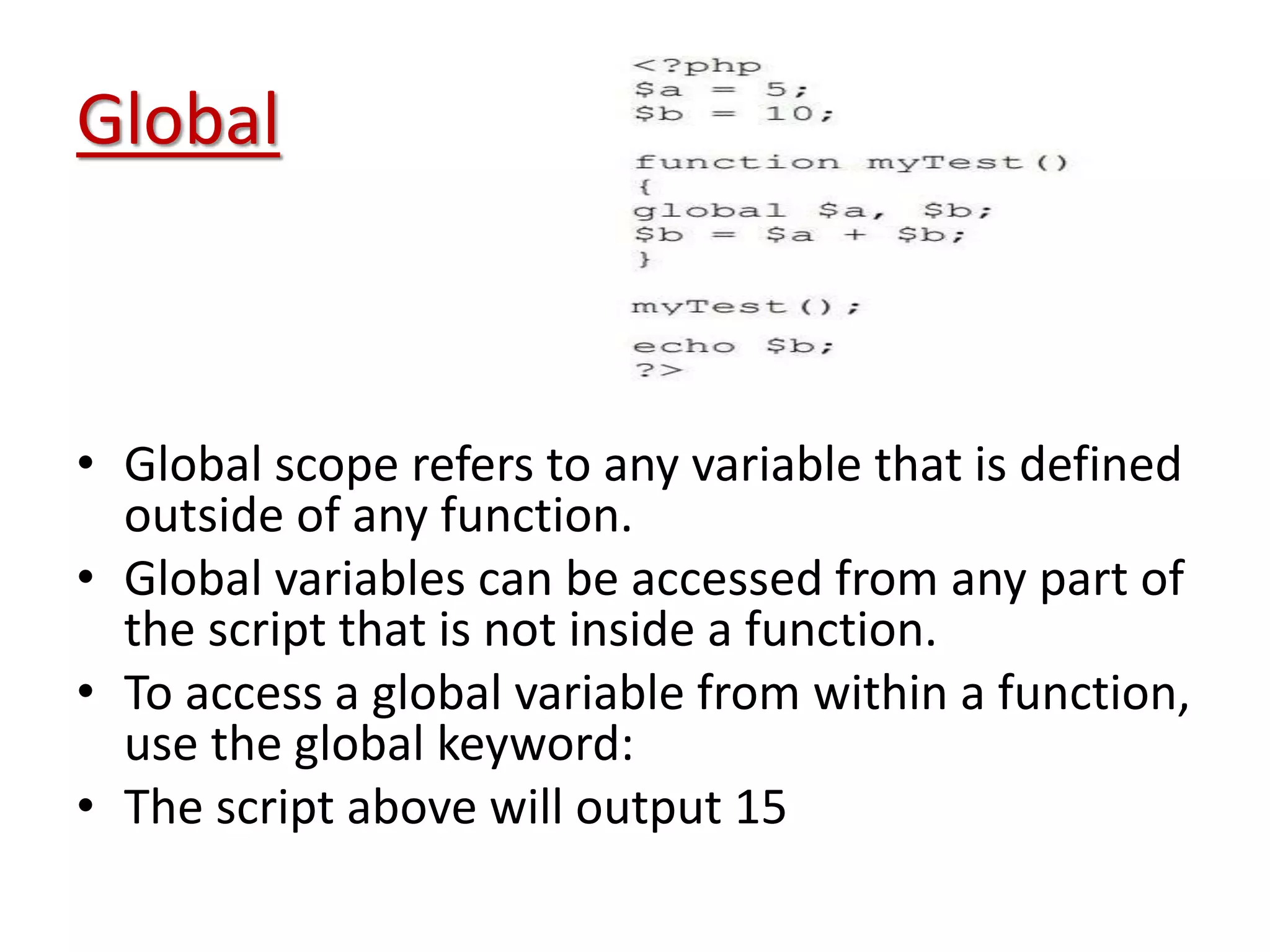 Variable scope in php ppt