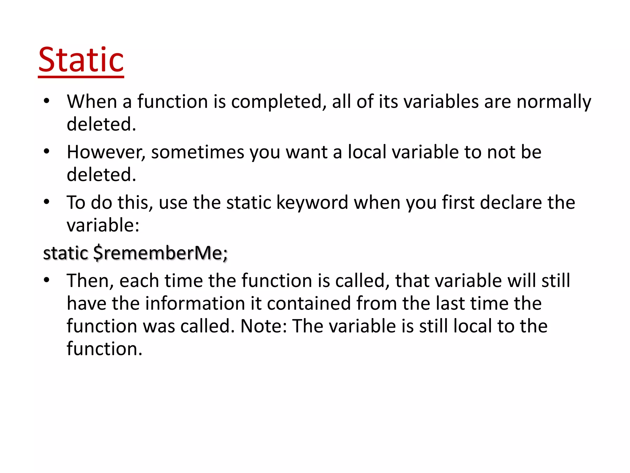 Variable scope in php ppt