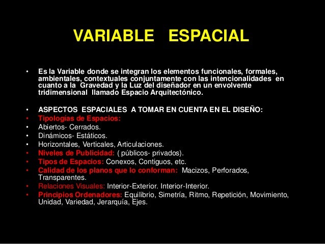Variables que Inciden en el Diseño del Espacio Arquitectónico