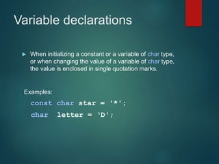 Variables in C++, data types in c++ | PPT