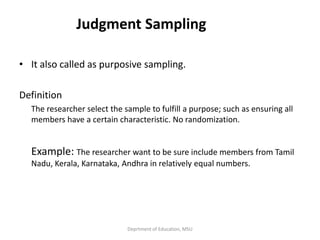 Judgment Sampling Example Variables, hypothesis etc zoom meet | PDF
