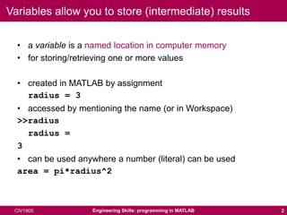Variables in matlab | PPTX | Programming Languages | Computing