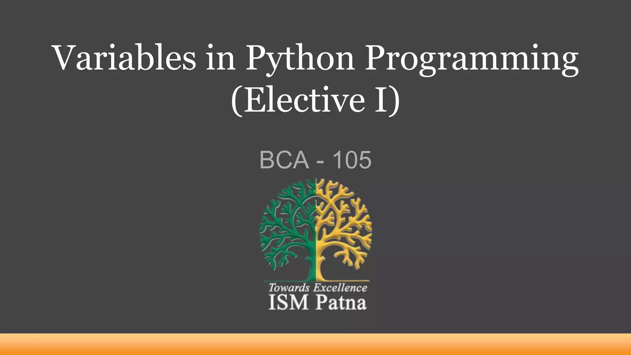 Variables in python | PPT image.