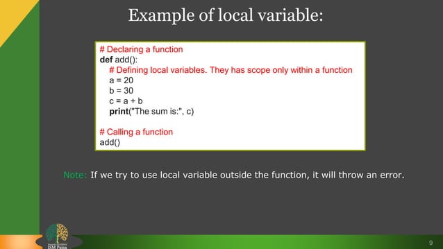 Variables in python | PPTX