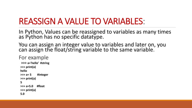 VARIABLEs IN PYTHON.pptx | Programming Languages | Computing