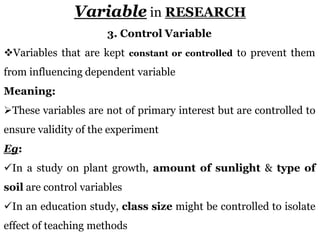 Variables Example Sin Research MEANING, USES, APPLICATION & PURPOSE OF DIFFERENT TYPES OF VARIABLES IN ...