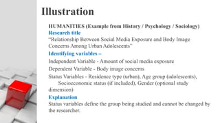 Variables Example Sin Research Variables in Research : Concept, Types, Identification, Illustrations ...